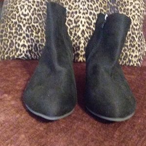 Black faux suede booties